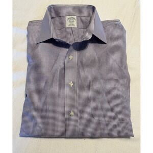 Brooks Brothers Regent Dress Shirt Mens 16.5 36 Purple Gingham Supima Cotton